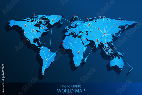 Fototapeta Naklejka Na Ścianę i Meble -  world map pins point communication network concept