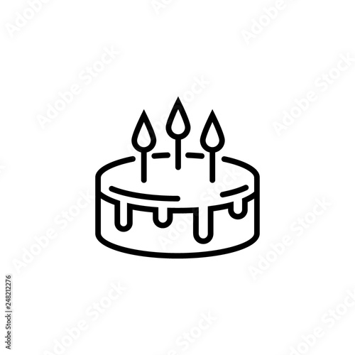 Cake line icon isolated on a white background. Pie sign