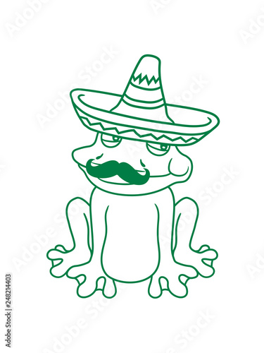 mexikaner sombrero hut südamerika schnurrbart mexikanisch frosch sizend süß niedlich lustig comic cartoon clipart froschkönig kröte photo