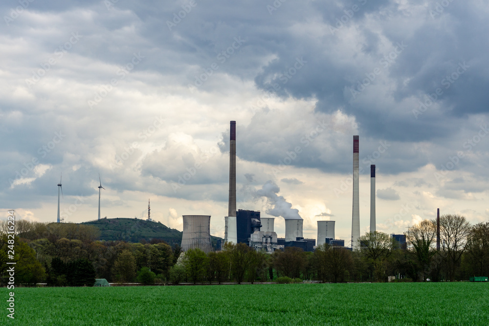 power plant and windmill in germany