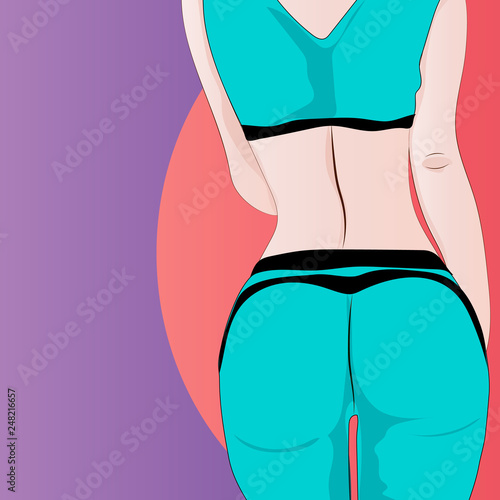 Vector art fitness girl with fit buttocks