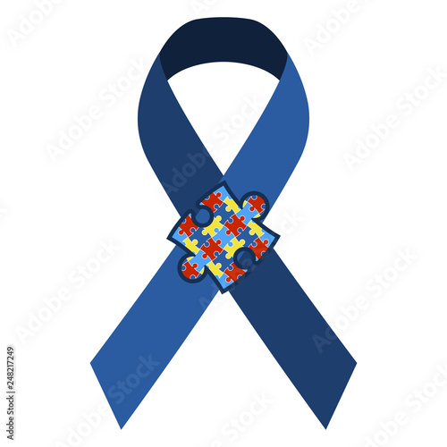 Autism Awareness Ribbon - Colorful autism awareness ribbon isolated on white background