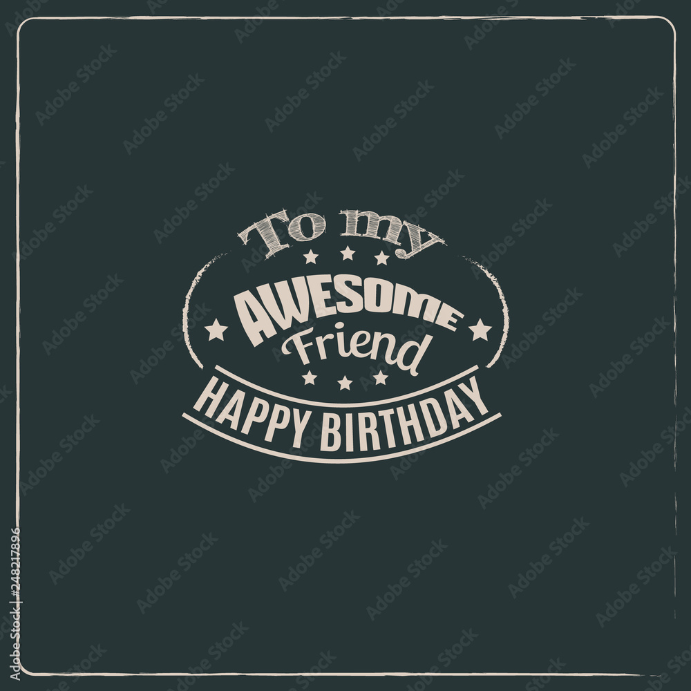 Fototapeta premium Minimalistic birthday quote typographical background . Vector set with hand drawn elements and illustration of pie and cake. Template for poster card and banner.