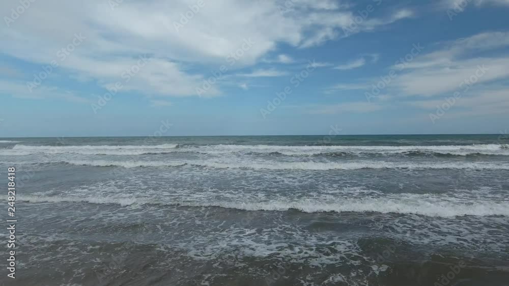 Waves of the sea from a bird's flight. Drone flies over the waves of the sea in clear weather in southern Spain. Waves of the sea from a bird's flight. Drone flies over the waves of the sea in clear weather in southern Spain.