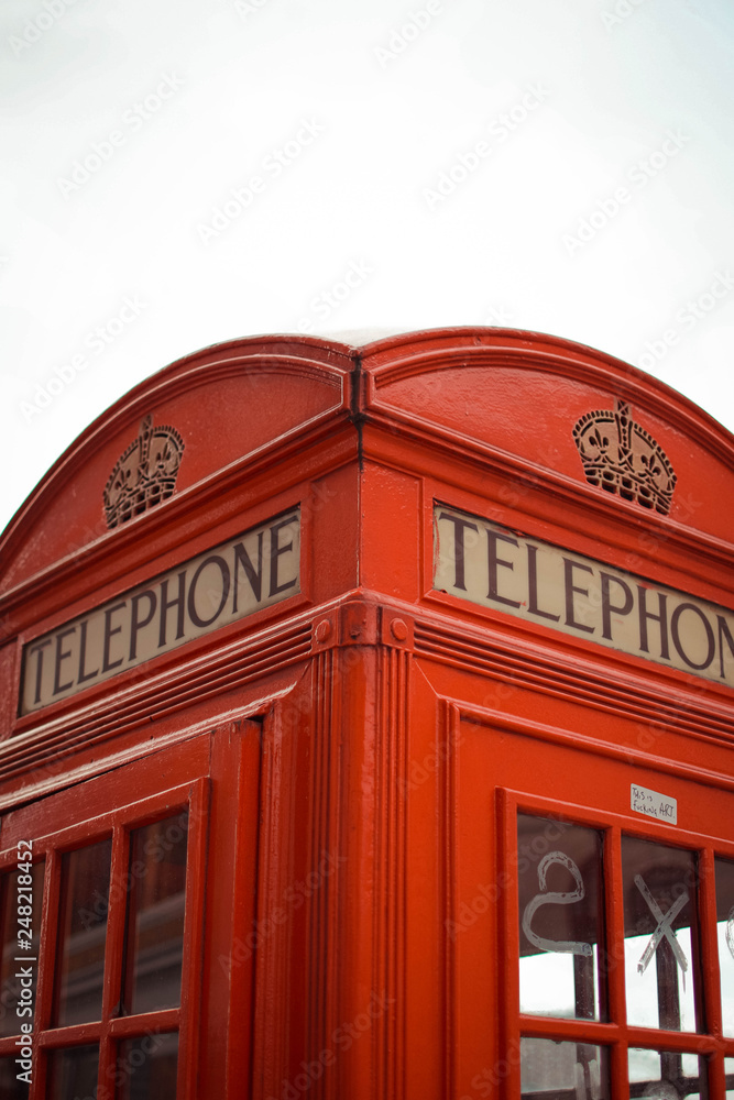 Abstract close-up of a classic London Telephone Box