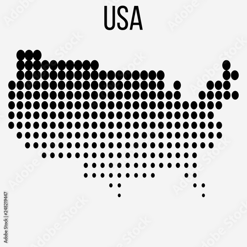 USA outline halftone dots d...