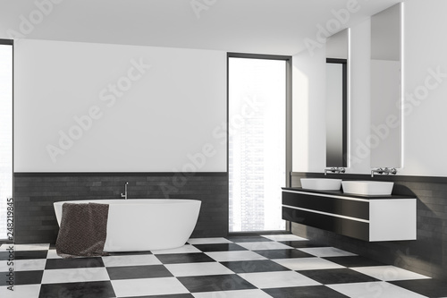 Loft white gray bathroom corner