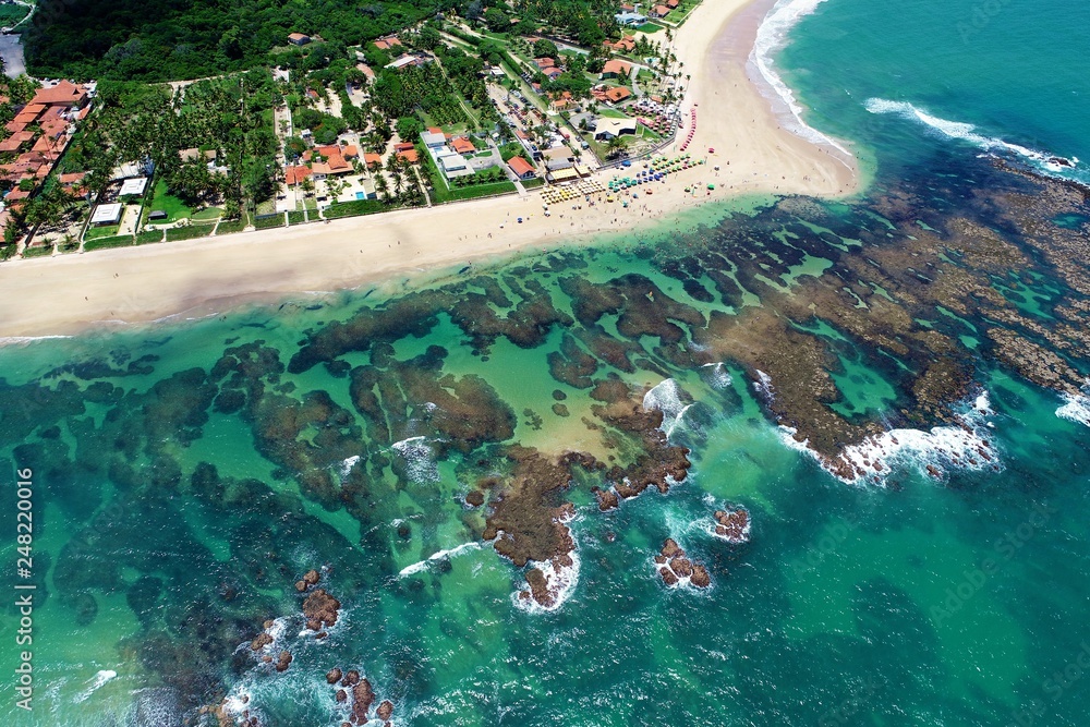 Cupe’s Beach, Porto de Galinhas, Brazil: unique experience of swimming with fishs in natural pools. Perfect travel. Vacation travel. Tropical vacation. Tropical travel. Great beach scene. 