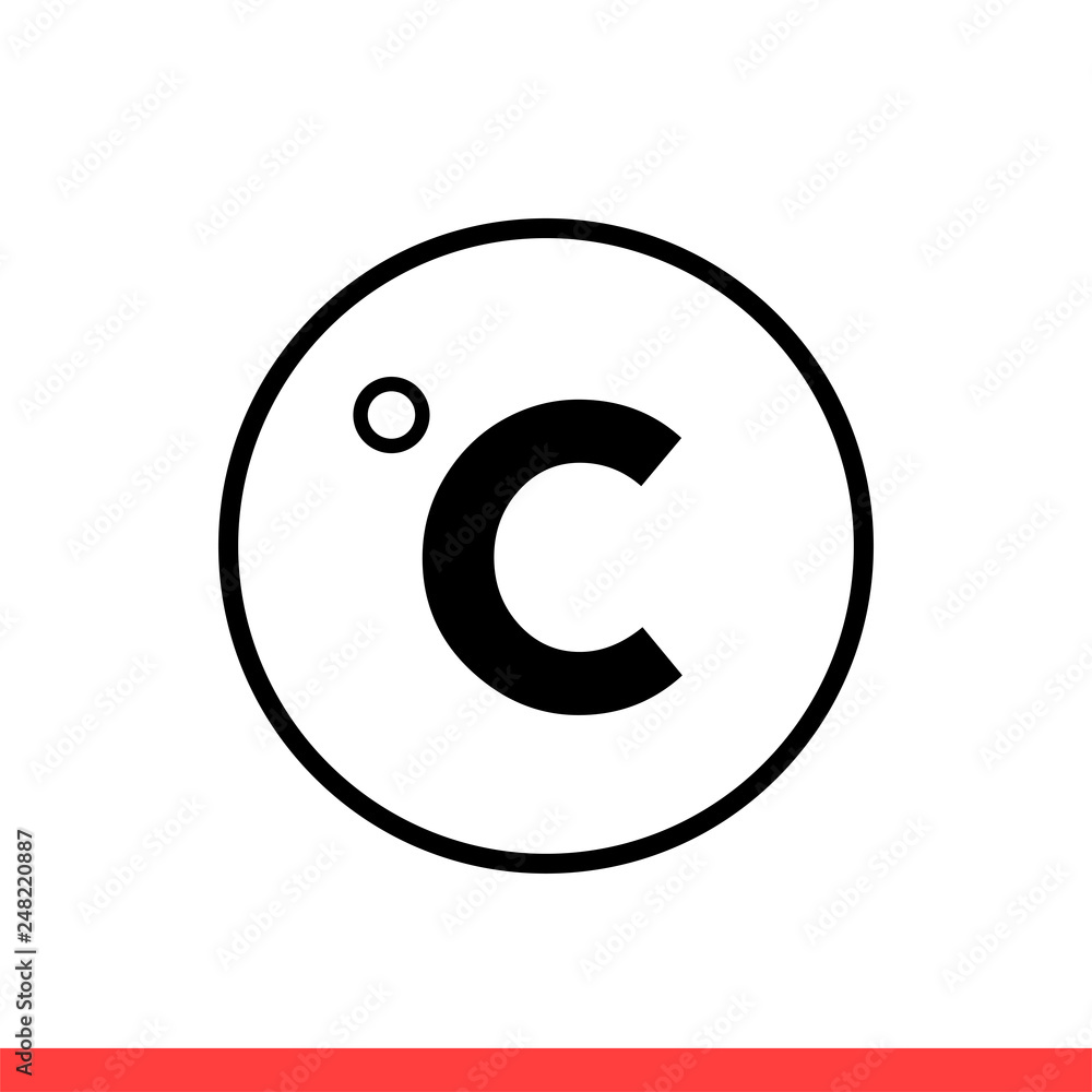 C degree vector icon, celsius symbol. Simple, flat design for web or mobile app C degree vector icon, celsius symbol. Simple, flat design for web or mobile app