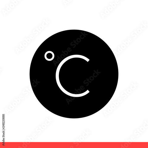 C degree vector icon, celsius symbol. Simple, flat design for web or mobile app