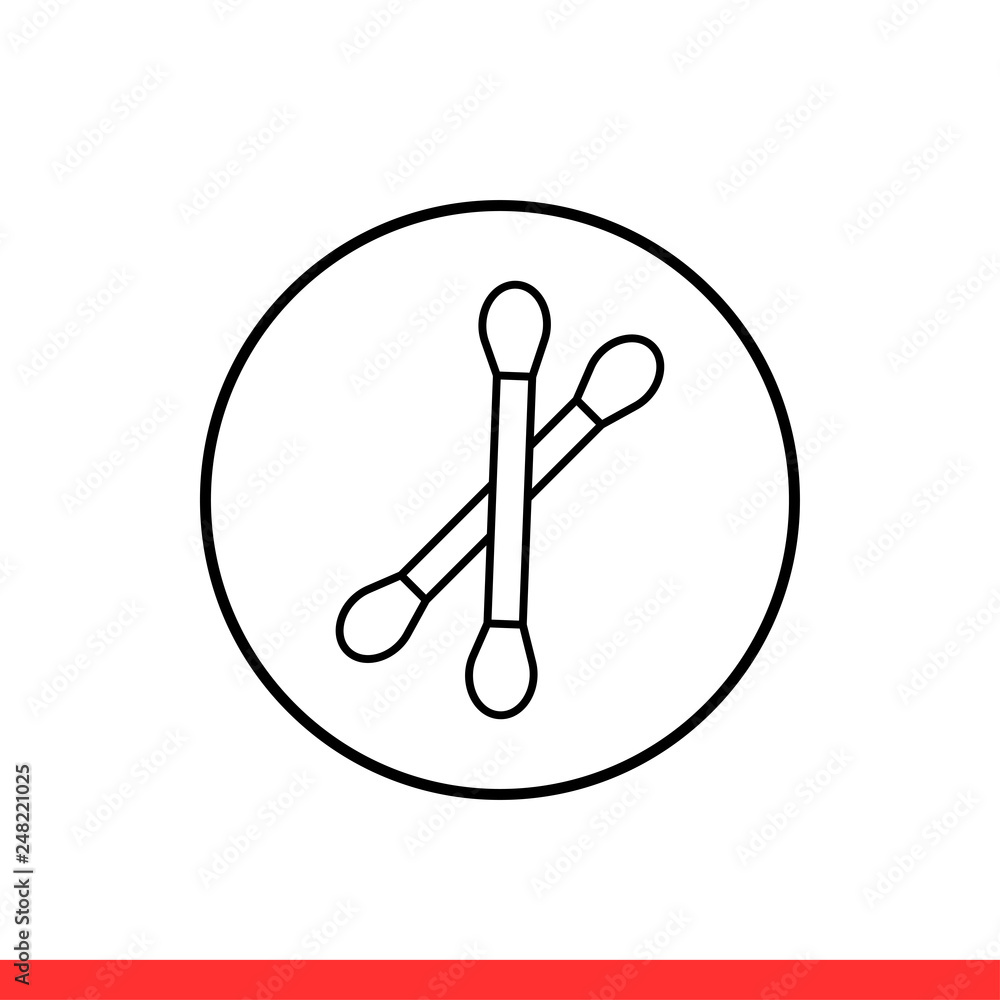 Cotton swab vector icon, safety symbol. Simple, flat design for web or mobile app Cotton swab vector icon, safety symbol. Simple, flat design for web or mobile app