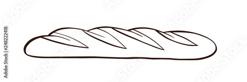 White bread. Baguette. Hand drawn vector. photo
