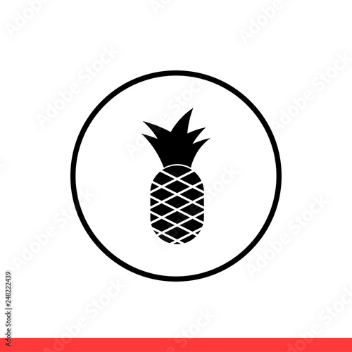 Pineapple vector icon, fruit symbol. Simple, flat design for web or mobile app