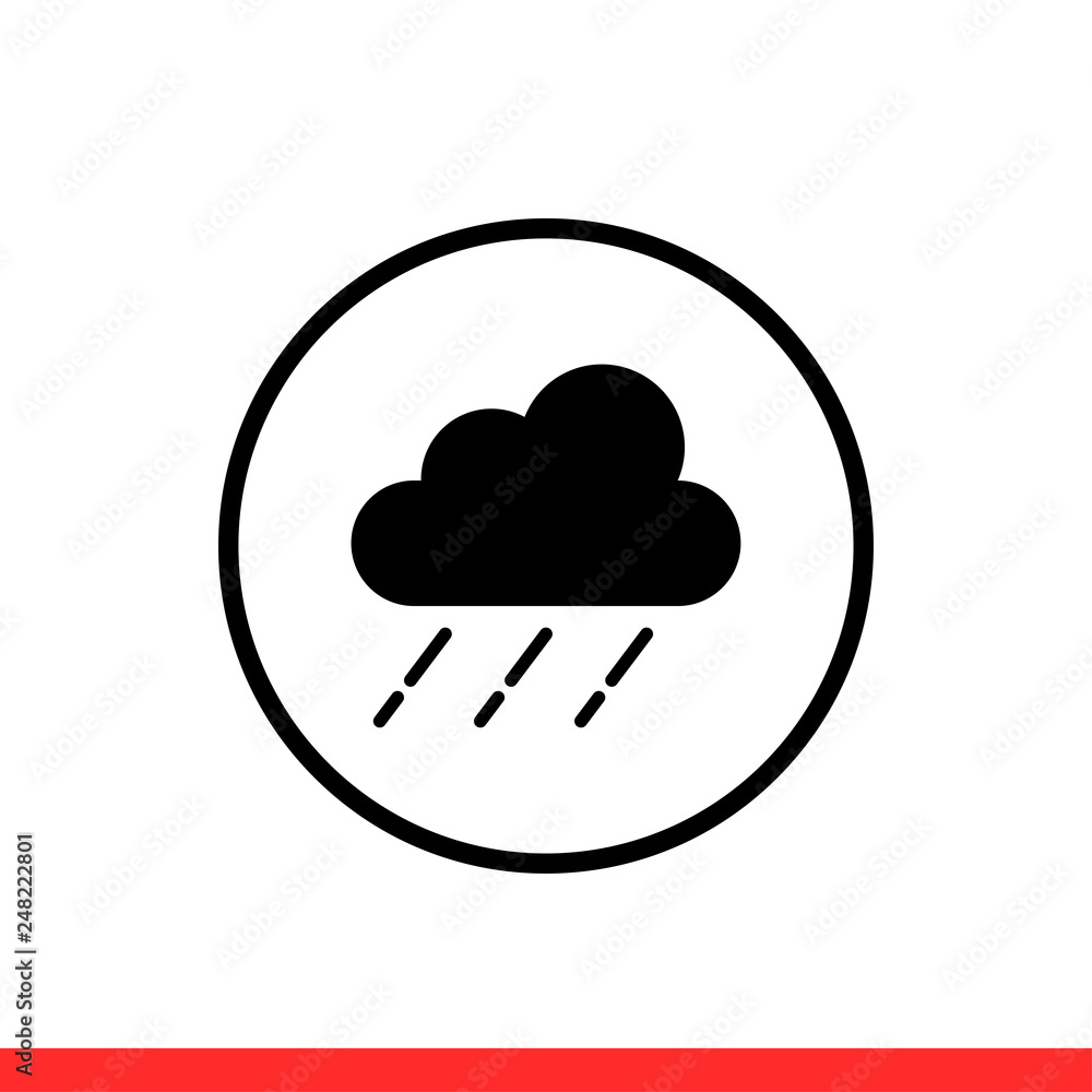 Rainy cloud vector icon, weather symbol. Simple, flat design for web or mobile app Rainy cloud vector icon, weather symbol. Simple, flat design for web or mobile app