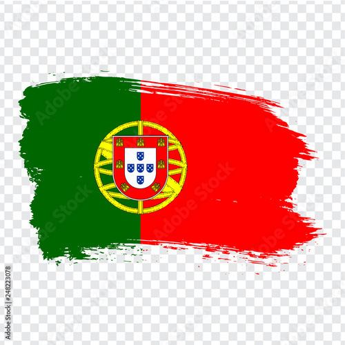 Flag Portugal from brush strokes.  Flag Portuguese Republic on transparent background for your web site design, logo, app, UI. Stock vector. Vector illustration EPS10.