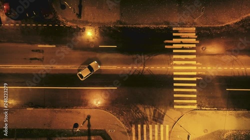 Car stunt. Chase. View from above