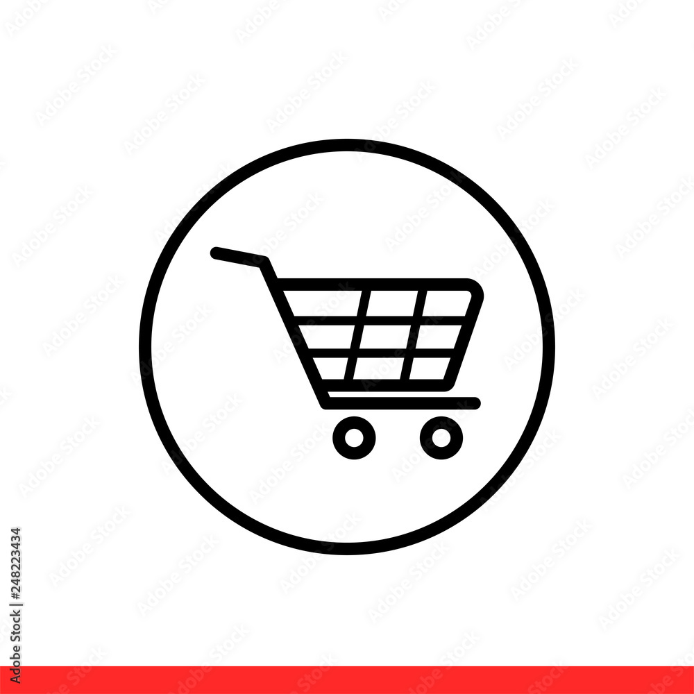 Shopping cart vector icon, basket symbol. Simple, flat design for web or mobile app Shopping cart vector icon, basket symbol. Simple, flat design for web or mobile app
