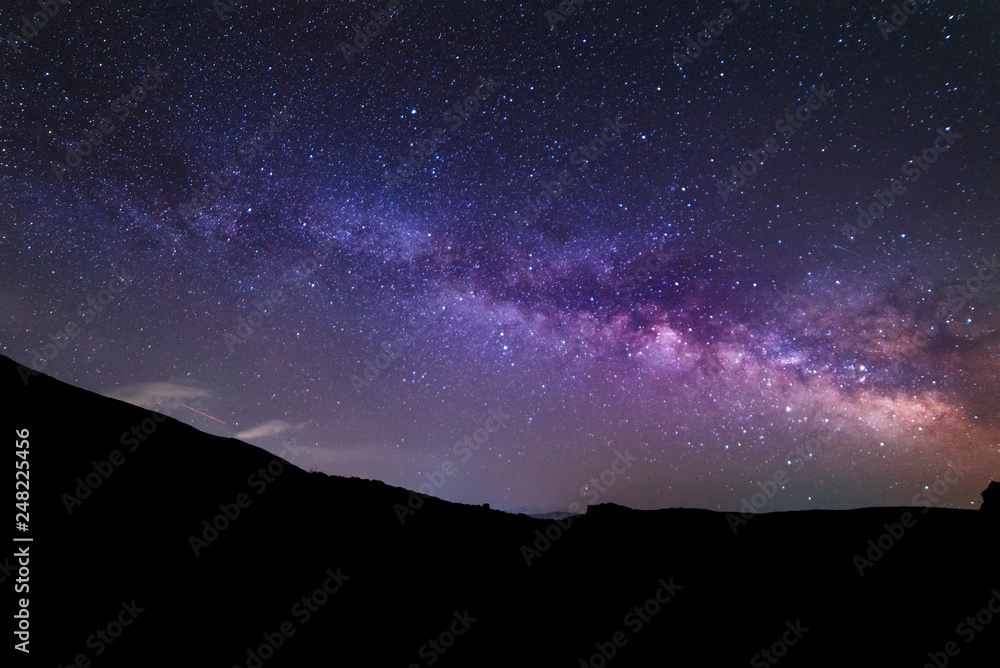 Milky way galaxy, beautiful starry night.