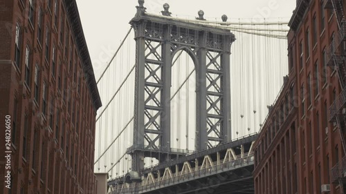 View of the Manhattan bridge from Brooklyn New York City