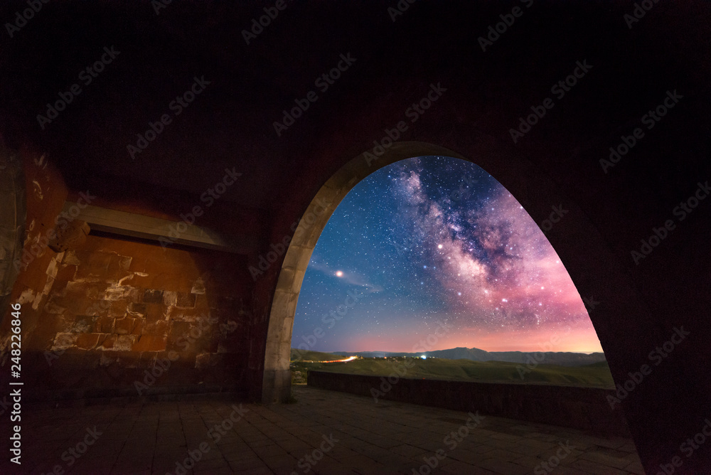 Armenia, Garni Сharenc arch view of the Milky Way