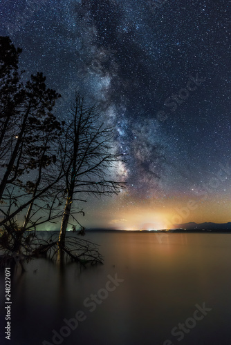 Milky way galaxy above the blue lake. Sevan lake Armenia. © Inga Av