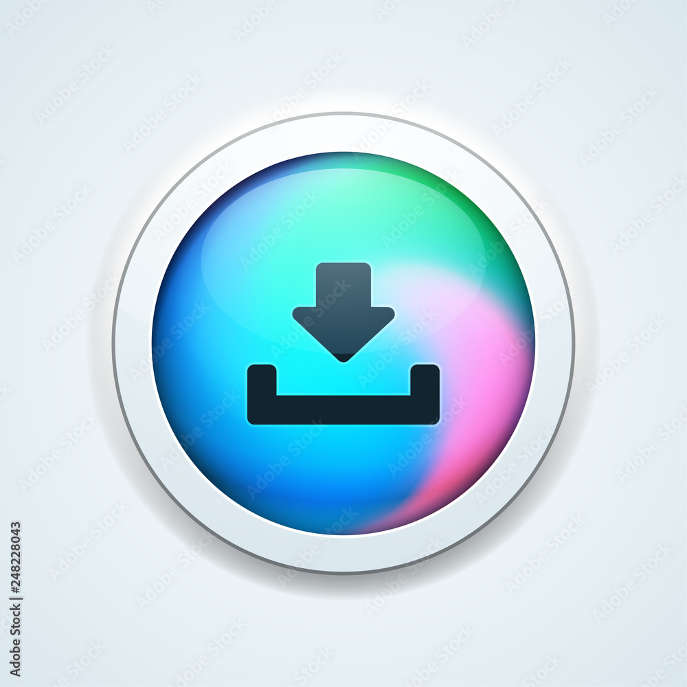 Download Button illustration holographic style Download Button illustration holographic style