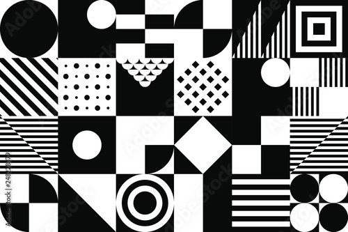 Bauhaus Abstract Geometric Simple Minimal Shapes Pattern Background, For Poster and Banner Design, Vector illustration.