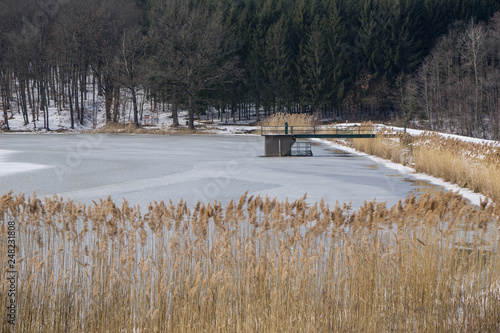 Small dam in winter