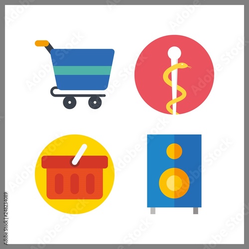 4 cart icon. Vector illustration cart set. pharmacy and shopping cart icons for cart works
