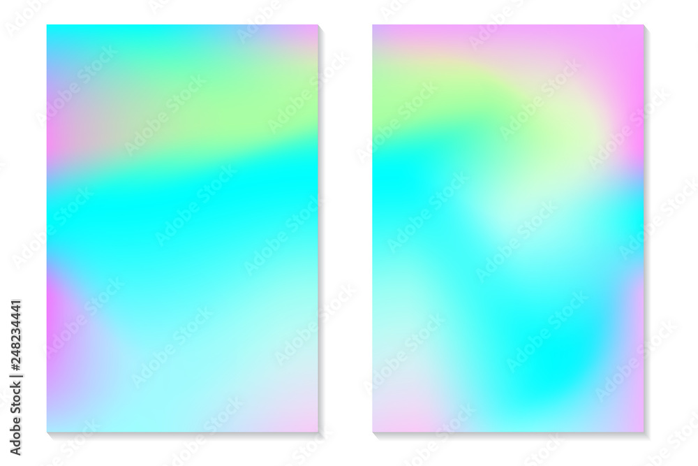 Fototapeta premium Gradient Hologram Backs Set of holographic posters