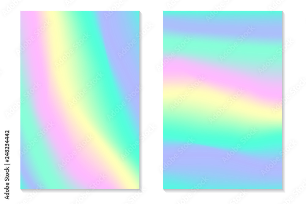 Fototapeta premium Gradient Hologram Backs Set of holographic posters
