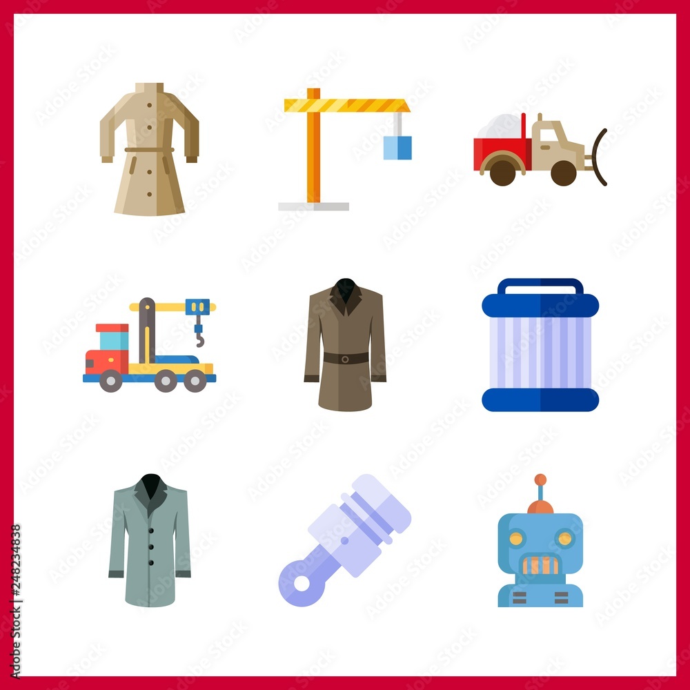 9 machinery icon. Vector illustration machinery set. piston and pulley icons for machinery works 9 machinery icon. Vector illustration machinery set. piston and pulley icons for machinery works