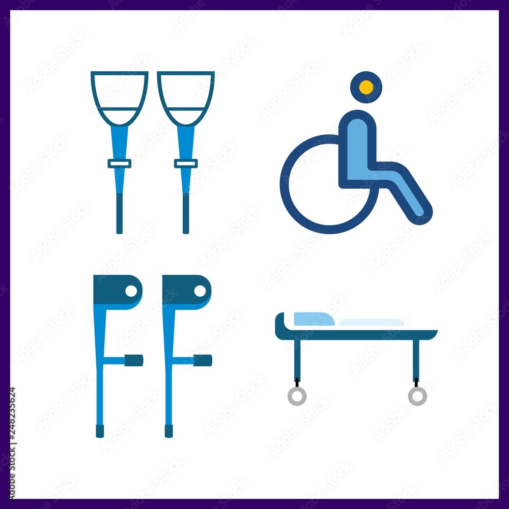 4 handicapped icon. Vector illustration handicapped set. crutch and wheelchair icons for handicapped works