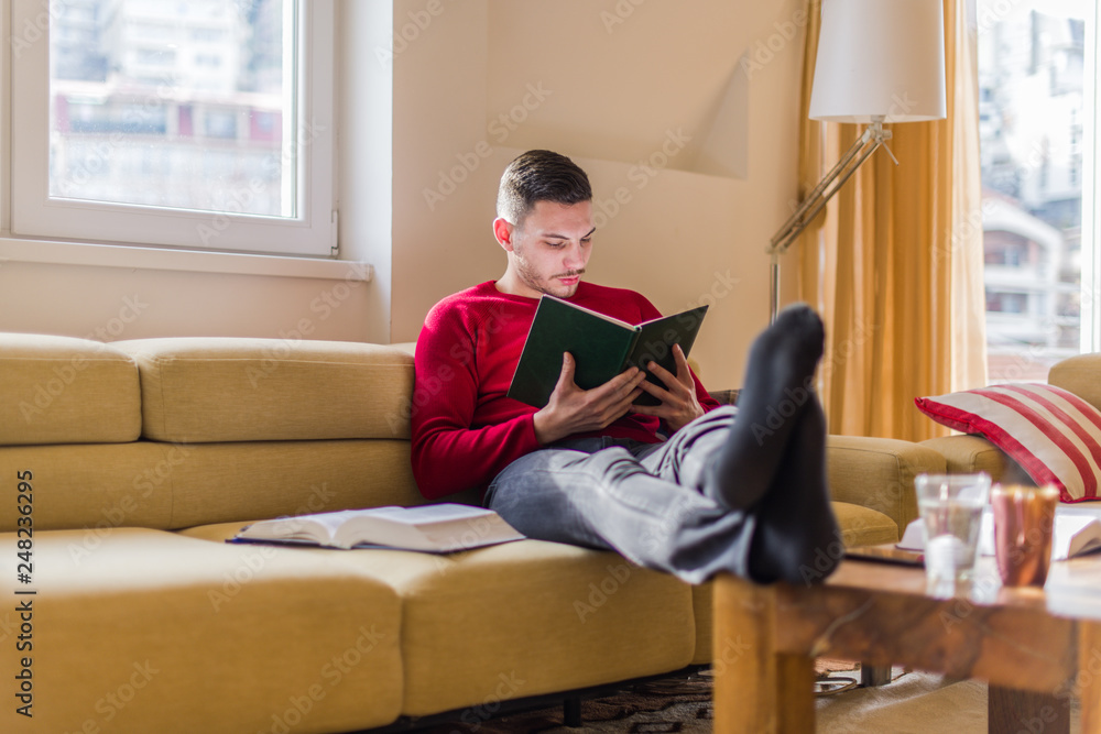 Man learning at home Man learning at home