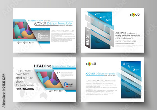 Business templates for presentation slides. Easy editable layouts in flat style, vector illustration. Bright color pattern, colorful design, overlapping shapes forming abstract beautiful background.