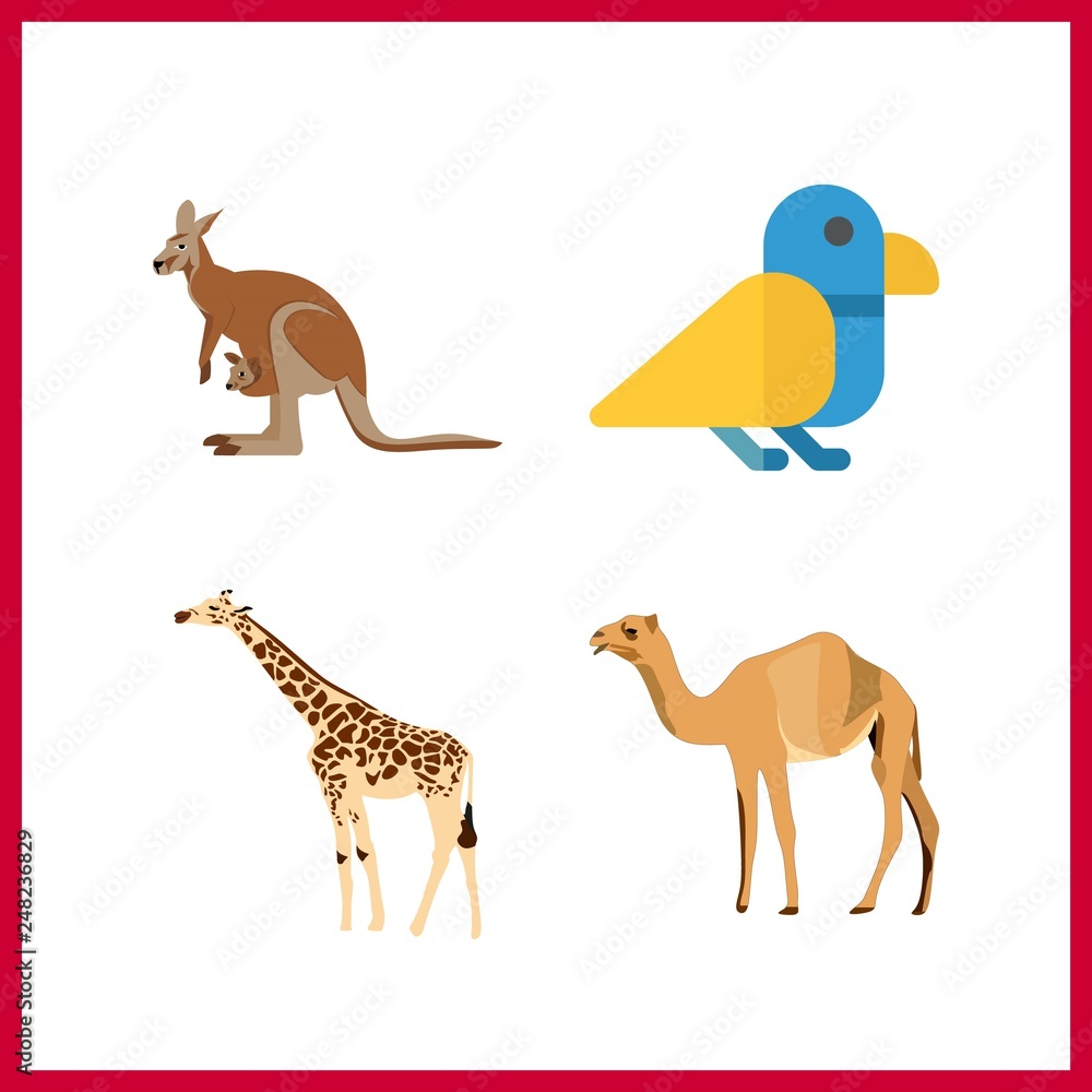 4 wildlife icon. Vector illustration wildlife set. kangaroo and giraffe icons for wildlife works 4 wildlife icon. Vector illustration wildlife set. kangaroo and giraffe icons for wildlife works