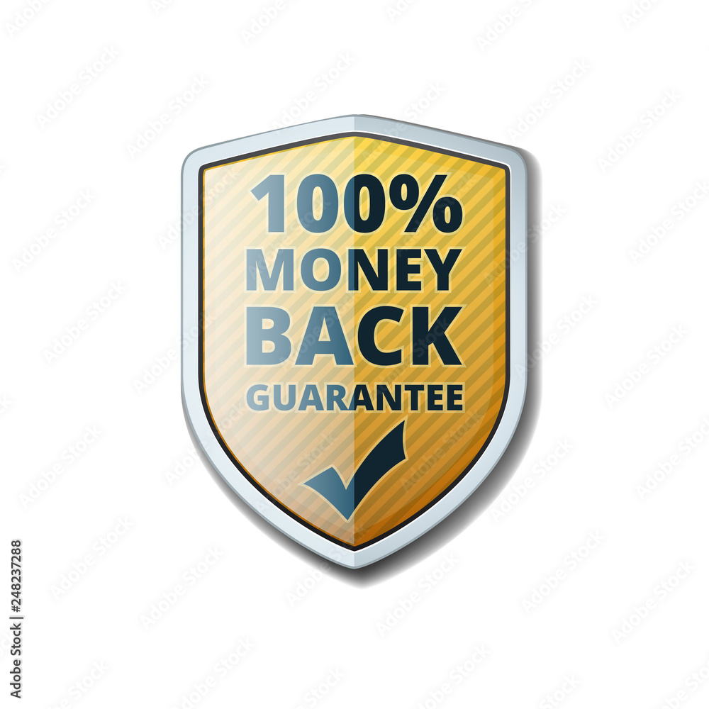 100% Money Back Guarantee shield 100% Money Back Guarantee shield