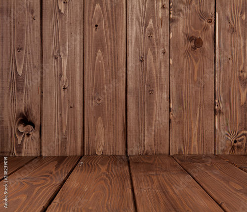 Wood texture, Natural dark brown wooden background © volody10
