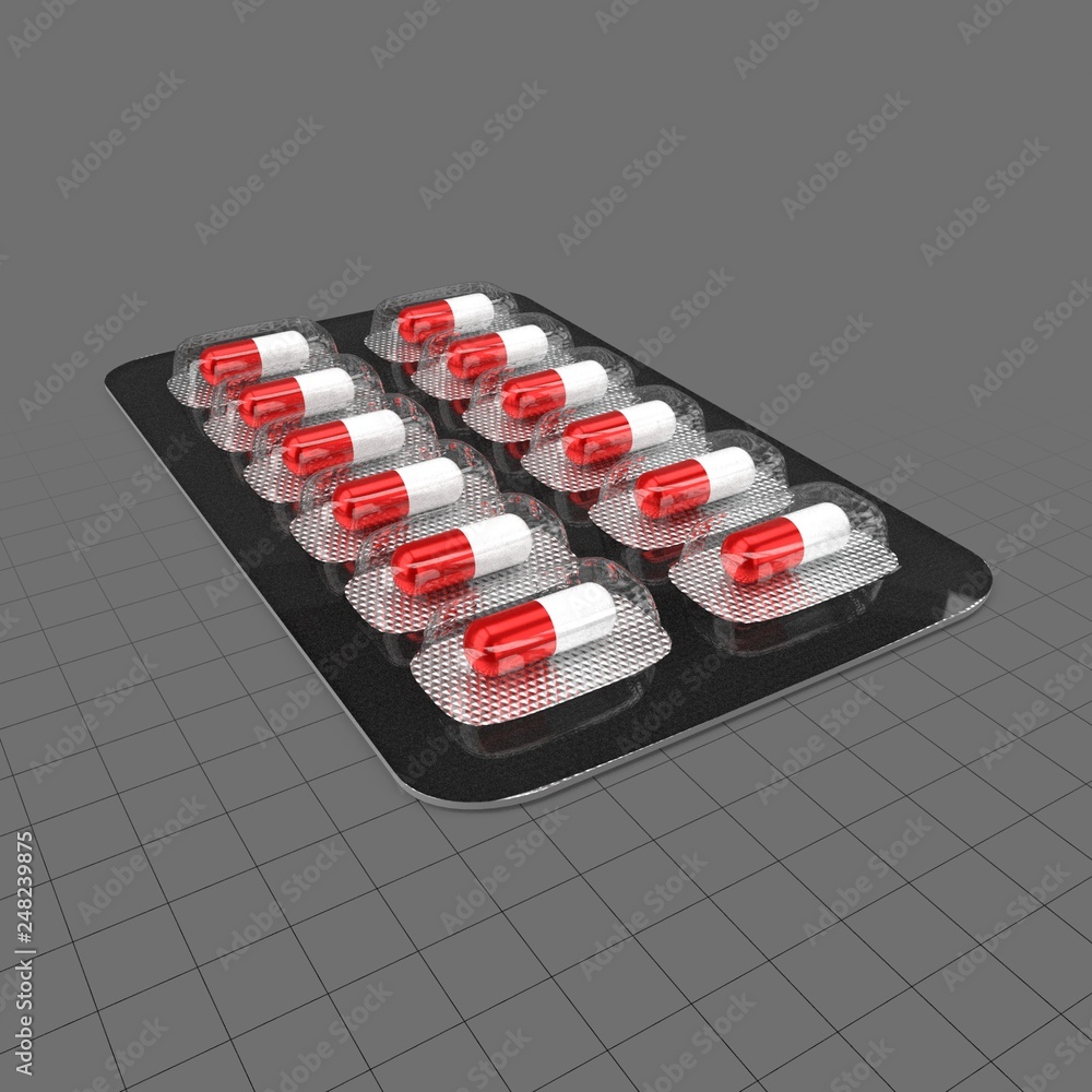 Capsules in blister pack Stock 3D asset | Adobe Stock