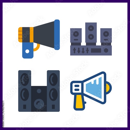 4 loudspeaker icon. Vector illustration loudspeaker set. sound system and megaphone icons for loudspeaker works