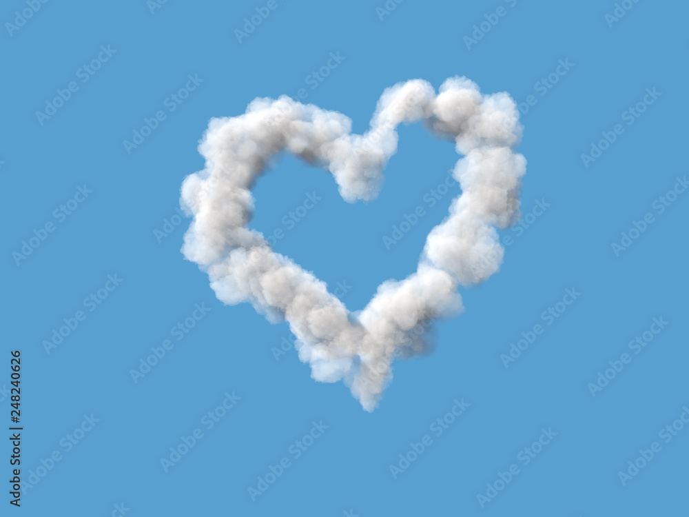 Naklejka premium flying heart from the clouds