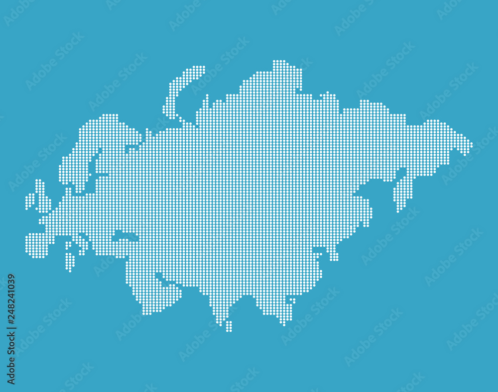Dotted EurAsia Map Illustration