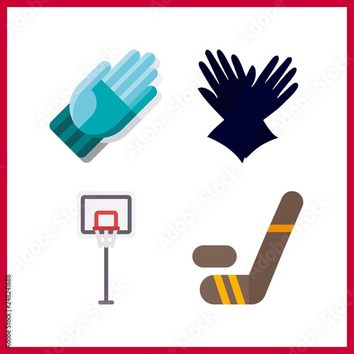 4 competitive icon. Vector illustration competitive set. gloves and hockey icons for competitive works