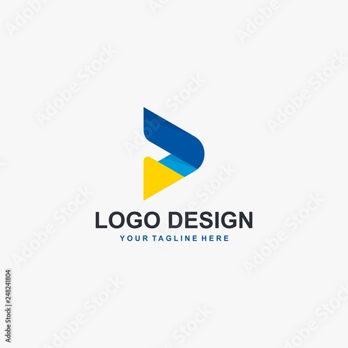 Triangle technology logo design vector. Future colorful logo design. Tech computer icon design. Blue logo.