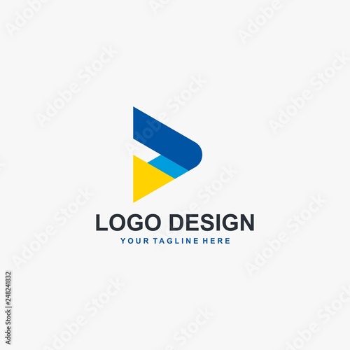 Free Download Triangle technology logo design vector. Future colorful logo design. Tech computer icon design. Blue logo. - GFXLoad