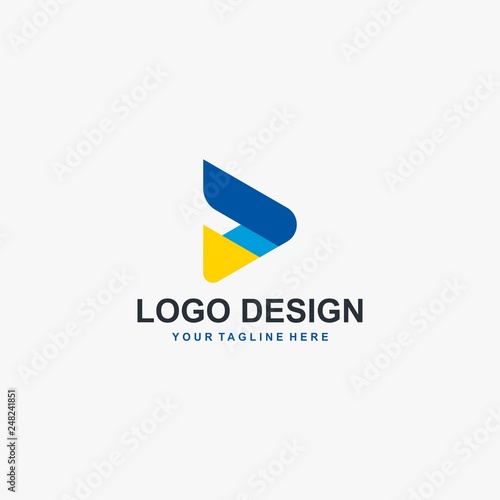 Free Download Triangle technology logo design vector. Future colorful logo design. Tech computer icon design. Blue logo. - GFXLoad