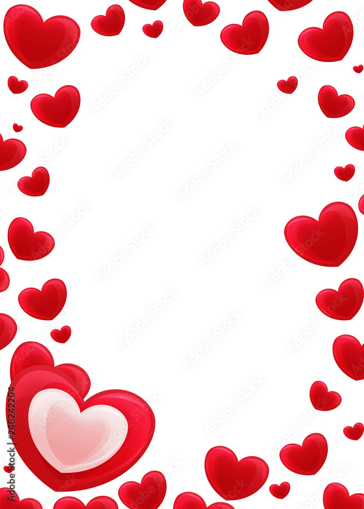 Cartoon frame with hearts on white background valentines - illustration for children Cartoon frame with hearts on white background valentines - illustration for children