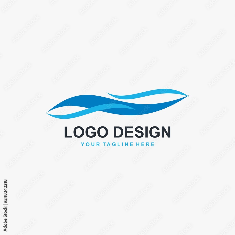 Wave illustration logo design. Wind icon. Water blue sea vector. Wave illustration logo design. Wind icon. Water blue sea vector.