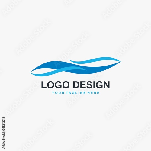 Wave illustration logo design. Wind icon.  Water blue sea vector.