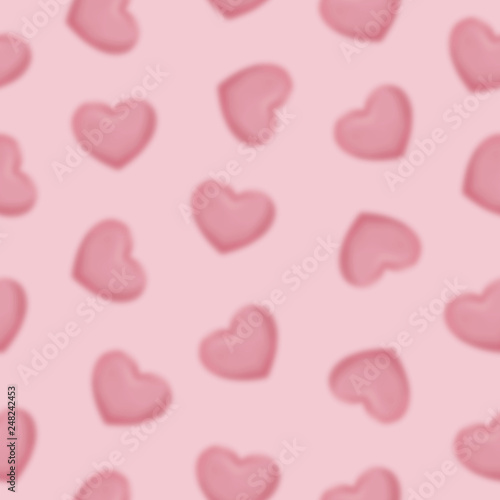 pink blur hearts seamless pattern for valentines day, 14th February, romantic love day Celebration paper cut design vector illustration